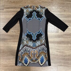 Elegant Black and Blue Patterned Dress